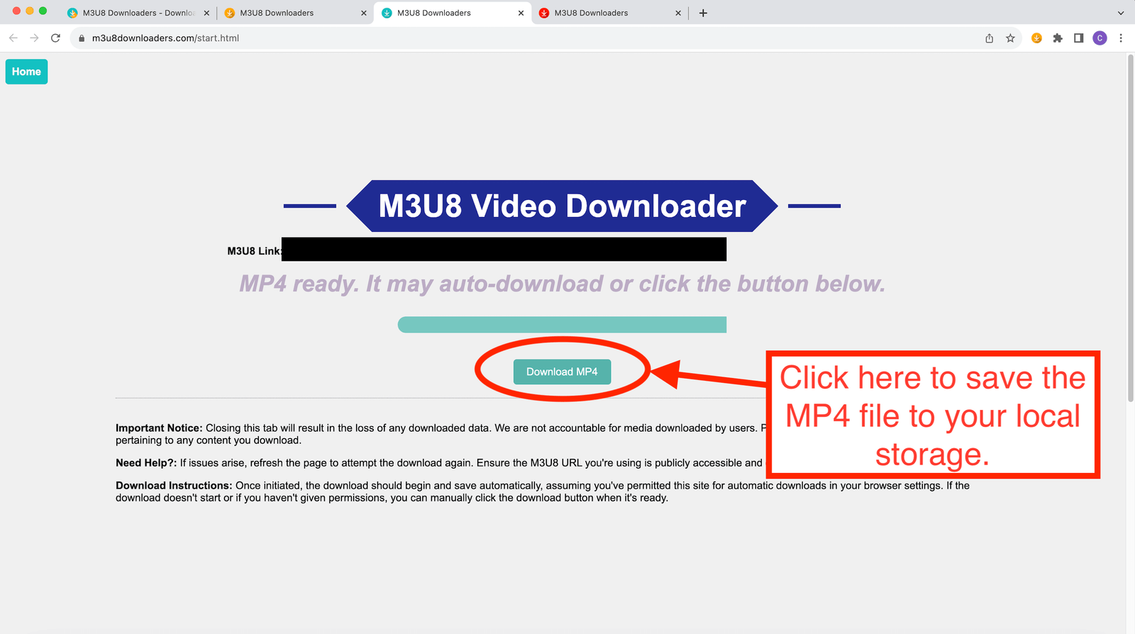 M3U8 Video Downloader - downloaded M3U8 and converted to MP4