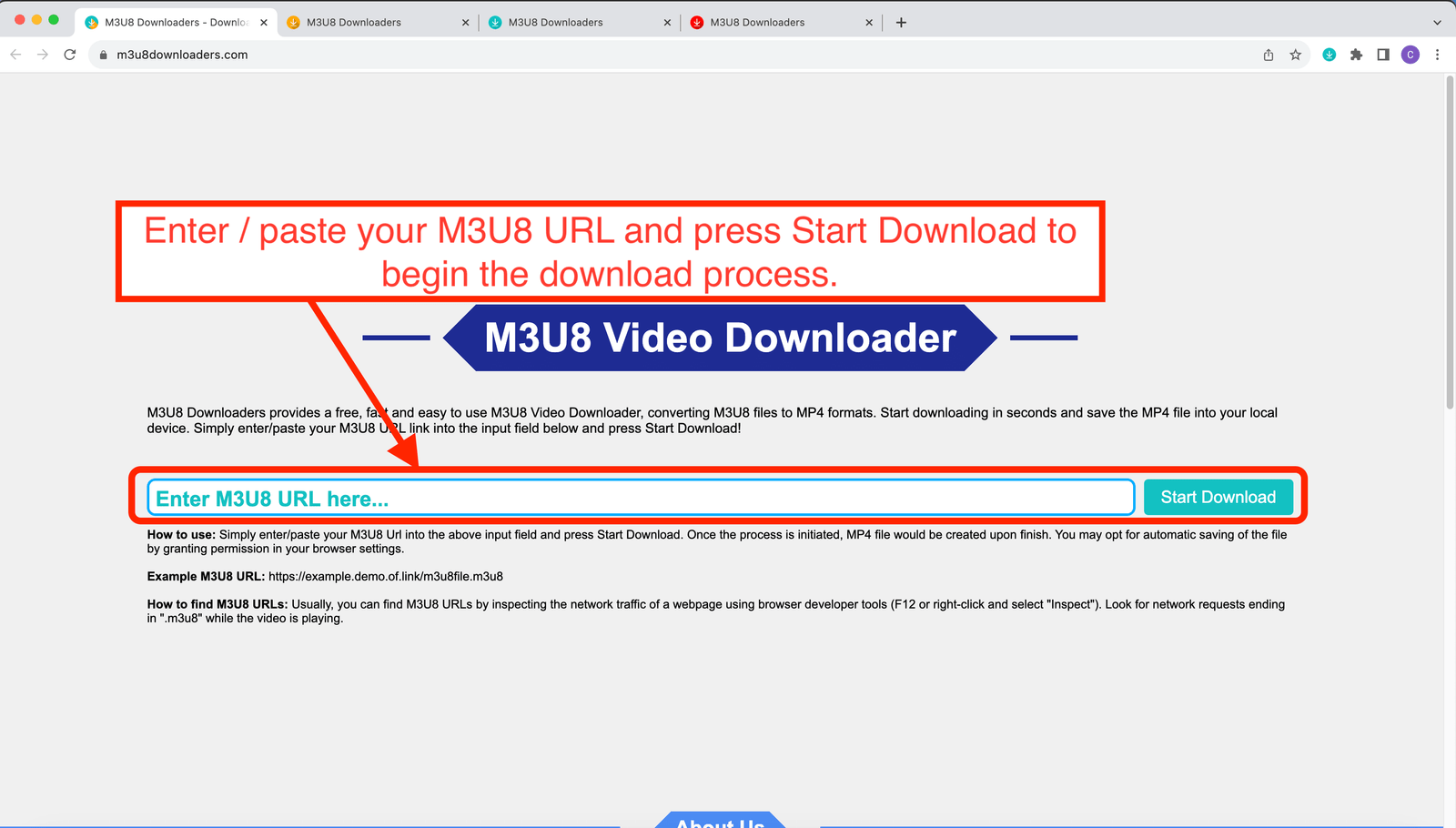 M3U8 Video Downloader - Enter M3U8 URL